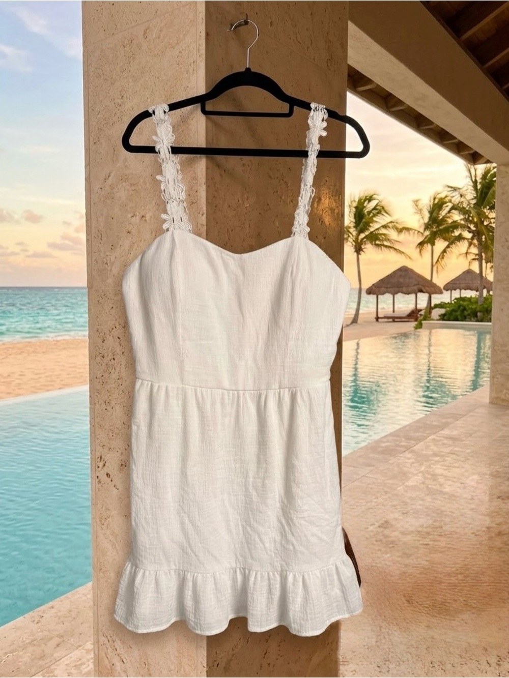 Charlotte Russe White 100% Cotton cottagecore Lace Strap Mini Dress XL BRSS0594 - Picture 2 of 14